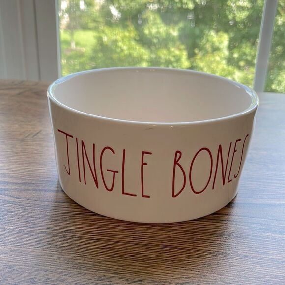 Rae Dunn JINGLE BONES Dog Bowl. Christmas. - Picture 1 of 8